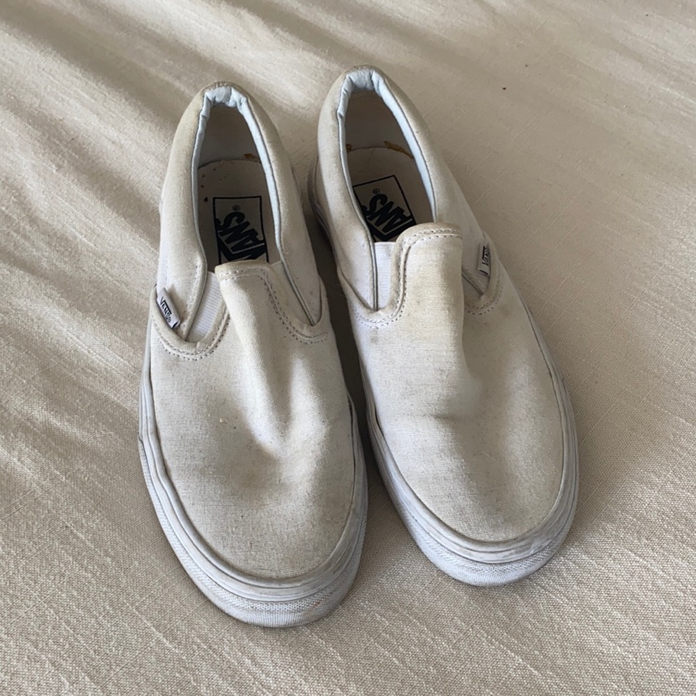 White Slip On Vans